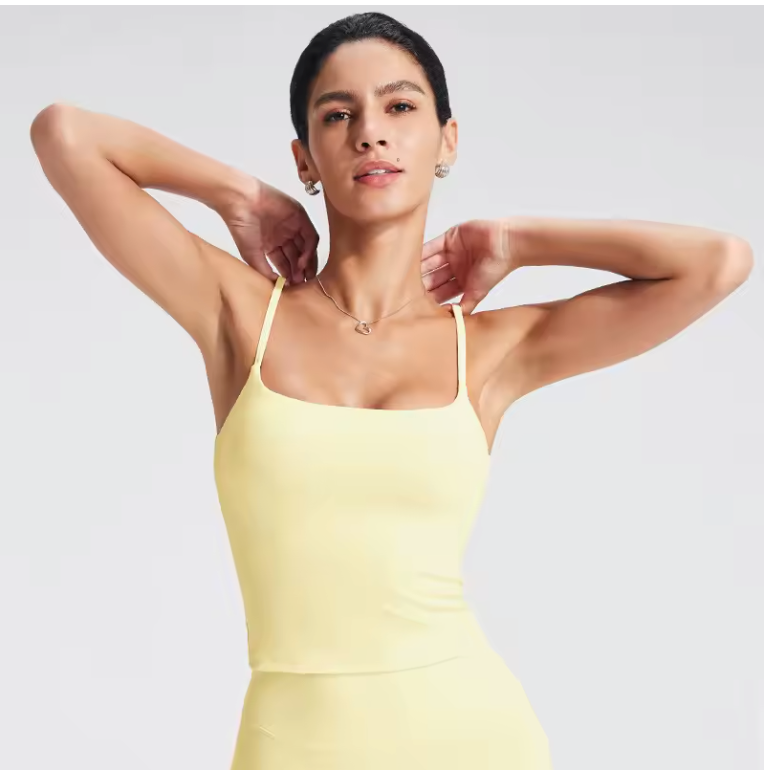 Dames Sport Top – Tank Top met Ingebouwde BH en Square Neck Design