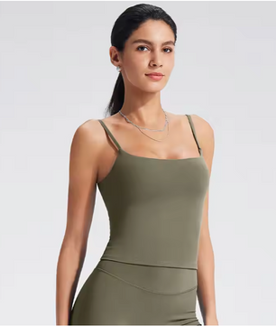Dames Sport Top – Tank Top met Ingebouwde BH en Square Neck Design