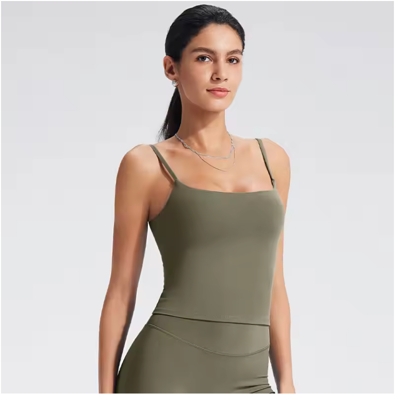 Dames Sport Top – Tank Top met Ingebouwde BH en Square Neck Design