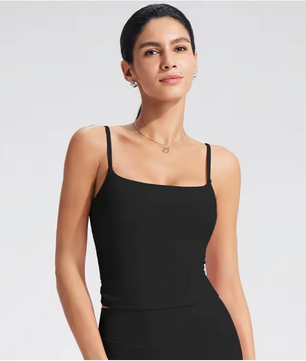 Dames Sport Top – Tank Top met Ingebouwde BH en Square Neck Design