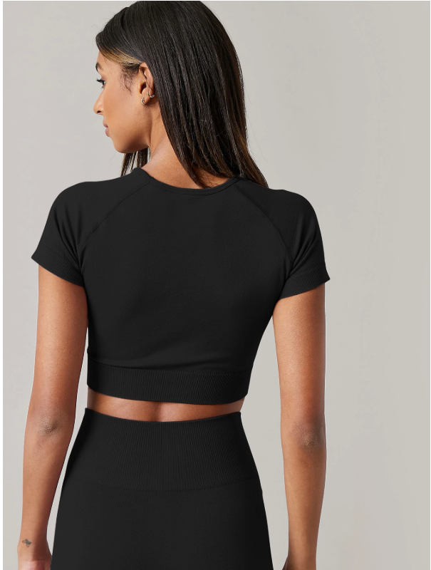 Dames Sport Top – Seamless Yoga Shirt met Short Sleeve en Quick Dry