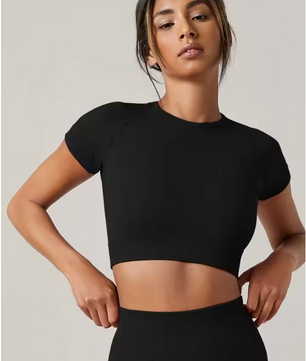 Dames Sport Top – Seamless Yoga Shirt met Short Sleeve en Quick Dry