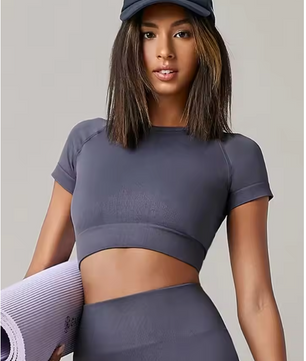 Dames Sport Top – Seamless Yoga Shirt met Short Sleeve en Quick Dry