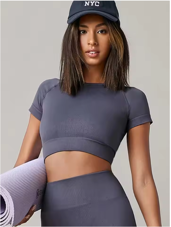 Dames Sport Top – Seamless Yoga Shirt met Short Sleeve en Quick Dry