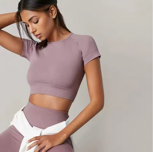 Dames Sport Top – Seamless Yoga Shirt met Short Sleeve en Quick Dry