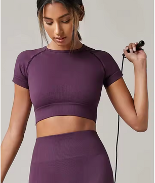 Dames Sport Top – Seamless Yoga Shirt met Short Sleeve en Quick Dry