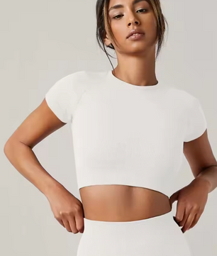 Dames Sport Top – Seamless Yoga Shirt met Short Sleeve en Quick Dry