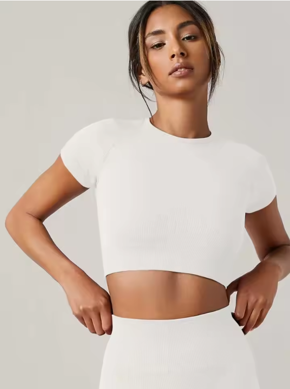 Dames Sport Top – Seamless Yoga Shirt met Short Sleeve en Quick Dry
