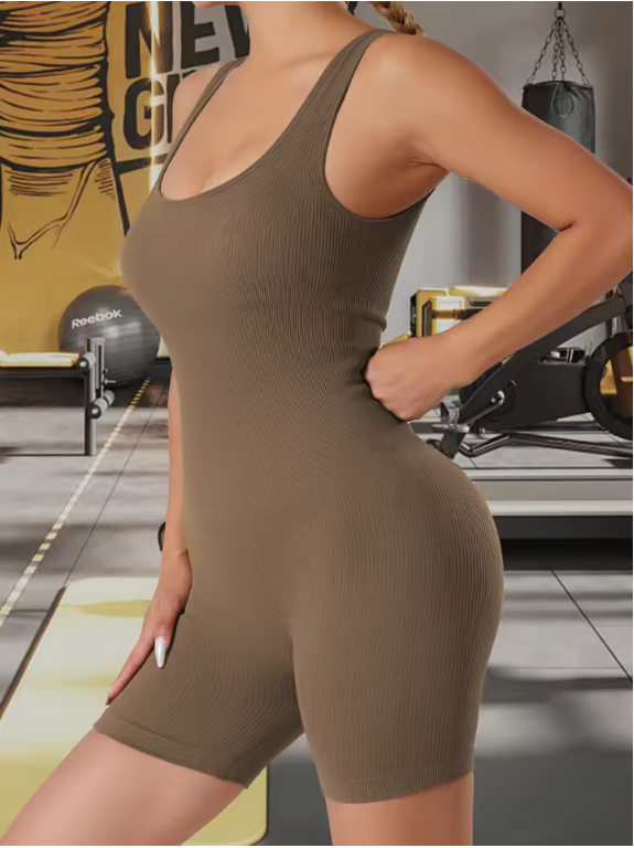 Dames Sport Jumpsuit – Seamless Yoga Playsuit met Push-Up en High Waist Fit