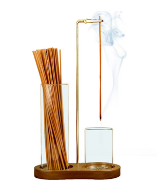 Wierookhouder 2-in-1 – Incense Holder met Glas Asvanger en Organizer