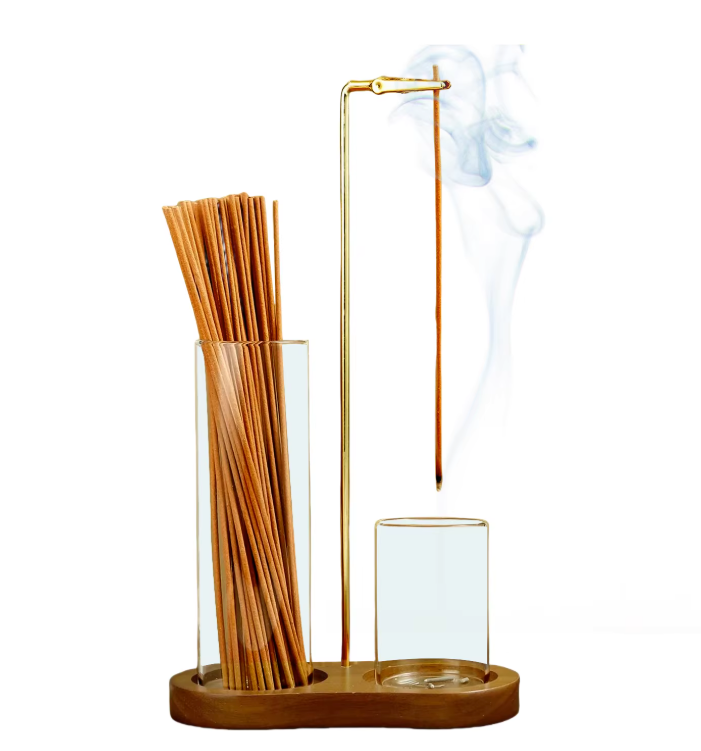 Wierookhouder 2-in-1 – Incense Holder met Glas Asvanger en Organizer