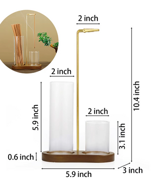 Wierookhouder 2-in-1 – Incense Holder met Glas Asvanger en Organizer