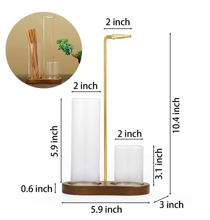 Wierookhouder 2-in-1 – Incense Holder met Glas Asvanger en Organizer