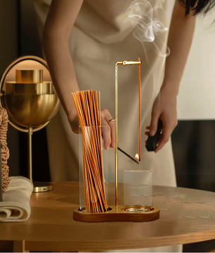 Wierookhouder 2-in-1 – Incense Holder met Glas Asvanger en Organizer