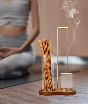 Wierookhouder 2-in-1 – Incense Holder met Glas Asvanger en Organizer
