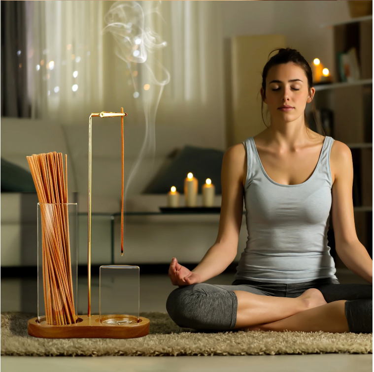 Wierookhouder 2-in-1 – Incense Holder met Glas Asvanger en Organizer