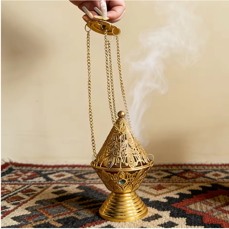 Hangende Wierookbrander – Metalen Incense Burner met Ketting voor Meditatie en Aromatherapie