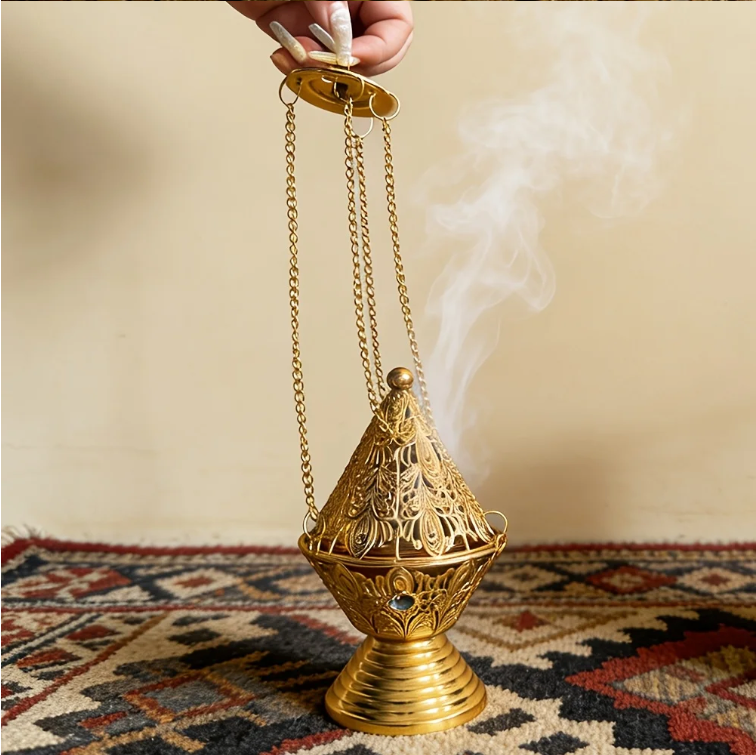Hangende Wierookbrander – Metalen Incense Burner met Ketting voor Meditatie en Aromatherapie