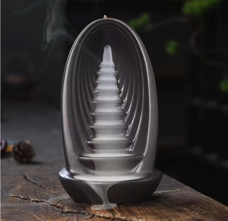 Backflow Wierookbrander – Waterfall Incense Burner van Purple Clay voor Meditatie en Aromatherapie