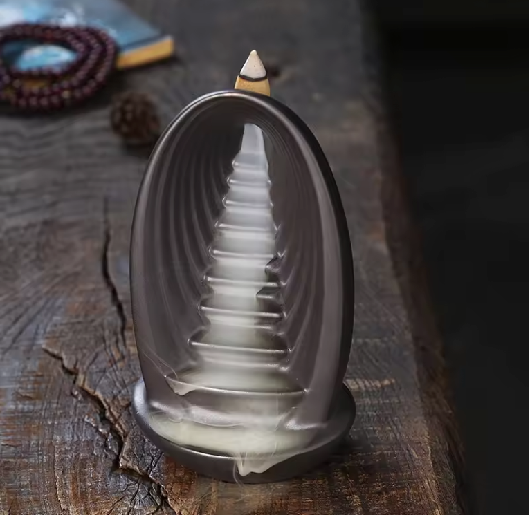 Backflow Wierookbrander – Waterfall Incense Burner van Purple Clay voor Meditatie en Aromatherapie