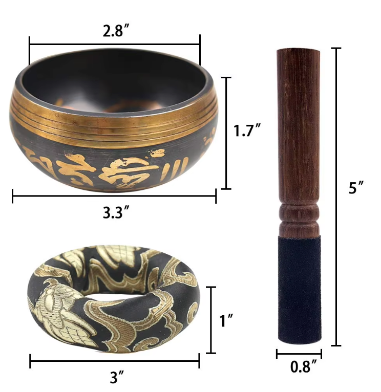 Tibetaanse Klankschaal Set – Lotus Design voor Meditatie, Yoga en Chakra Healing
