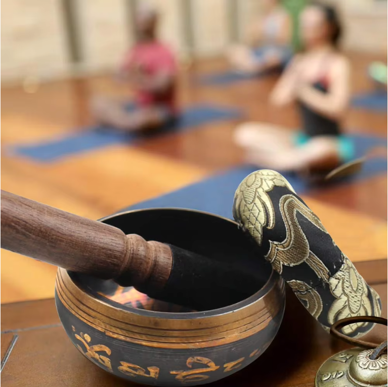 Tibetaanse Klankschaal Set – Lotus Design voor Meditatie, Yoga en Chakra Healing