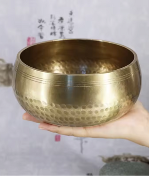 Tibetaanse Klankschaal – Handgemaakte Messing Singing Bowl met Sanskriet Design voor Meditatie en Yoga