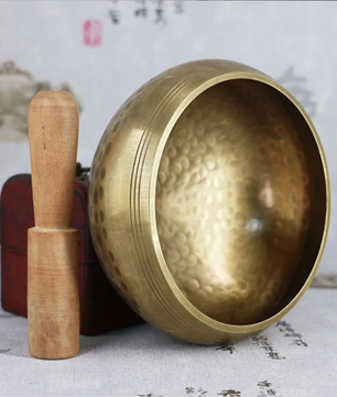 Tibetaanse Klankschaal – Handgemaakte Messing Singing Bowl met Sanskriet Design voor Meditatie en Yoga