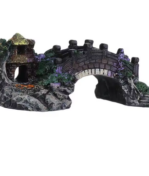 Aquarium Brug Decoratie – Hars Prieel en Rotstuin Ornament voor Vissentank