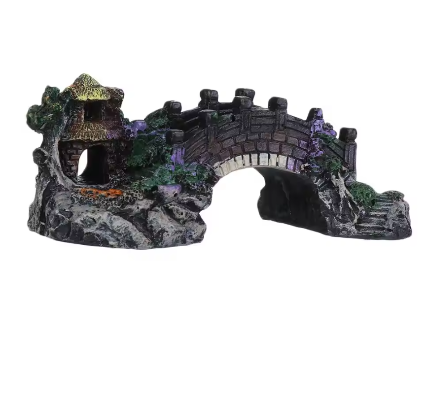 Aquarium Brug Decoratie – Hars Prieel en Rotstuin Ornament voor Vissentank