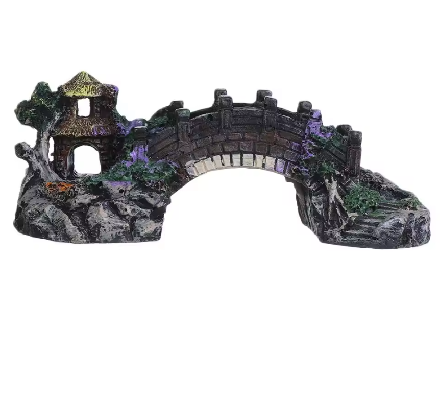 Aquarium Brug Decoratie – Hars Prieel en Rotstuin Ornament voor Vissentank