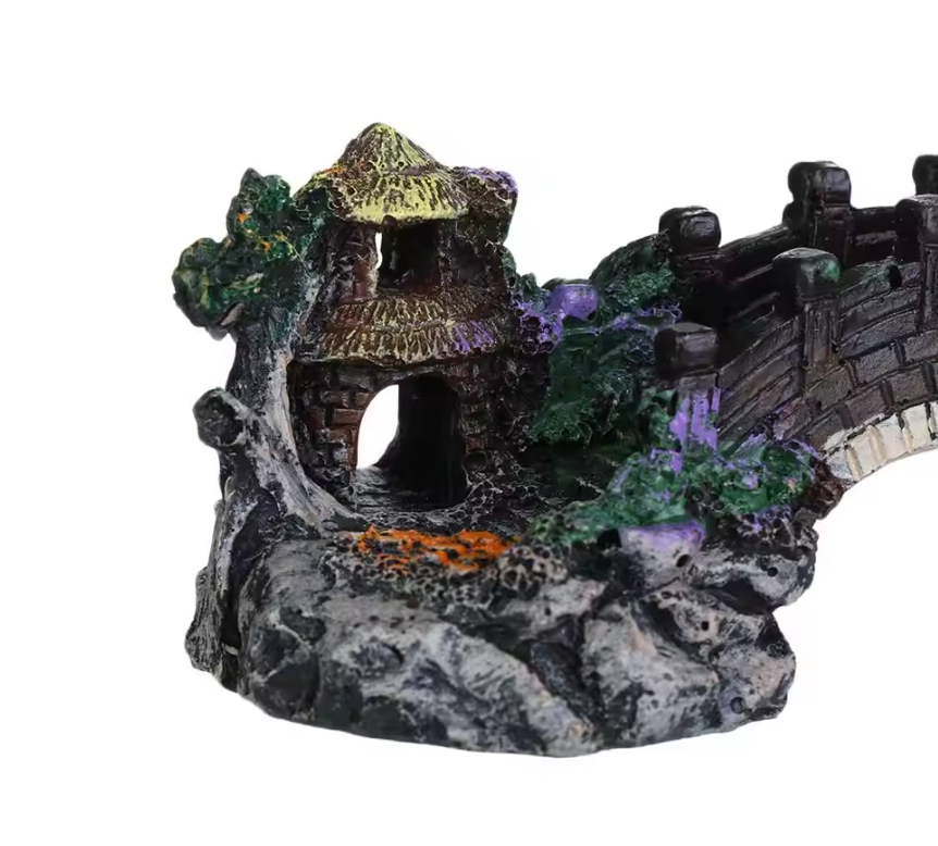 Aquarium Brug Decoratie – Hars Prieel en Rotstuin Ornament voor Vissentank