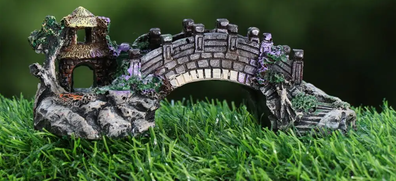 Aquarium Brug Decoratie – Hars Prieel en Rotstuin Ornament voor Vissentank