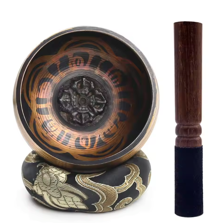Tibetaanse Klankschaal Set – Lotus Design voor Meditatie, Yoga en Chakra Healing