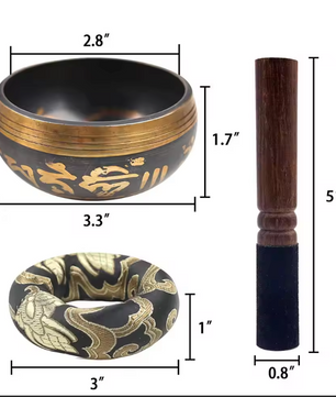 Tibetaanse Klankschaal Set – Lotus Design voor Meditatie, Yoga en Chakra Healing