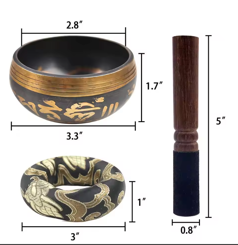 Tibetaanse Klankschaal Set – Lotus Design voor Meditatie, Yoga en Chakra Healing