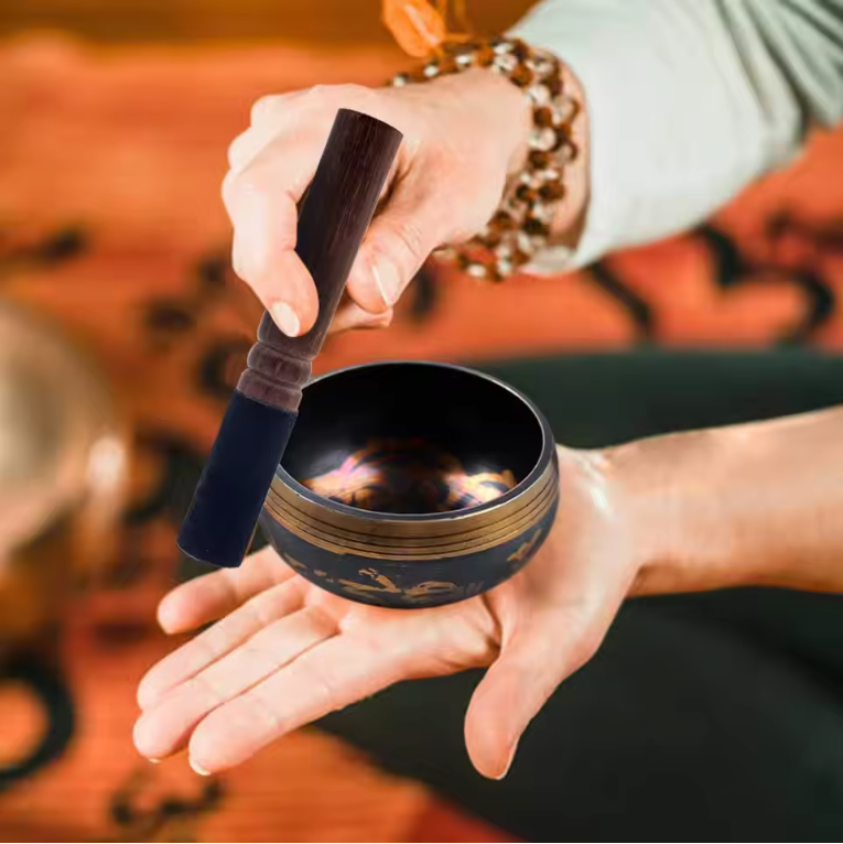 Tibetaanse Klankschaal Set – Lotus Design voor Meditatie, Yoga en Chakra Healing