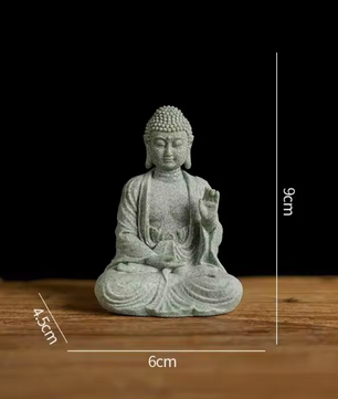 Boeddha Beeld Set – Zandsteen Look Zen Decoratie voor Meditatie en Spirituele Ruimte