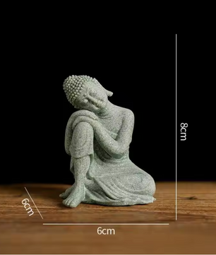 Boeddha Beeld Set – Zandsteen Look Zen Decoratie voor Meditatie en Spirituele Ruimte