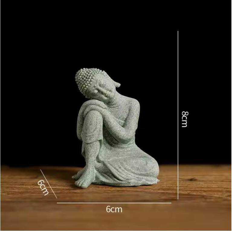 Boeddha Beeld Set – Zandsteen Look Zen Decoratie voor Meditatie en Spirituele Ruimte
