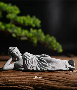 Boeddha Beeld Set – Zandsteen Look Zen Decoratie voor Meditatie en Spirituele Ruimte