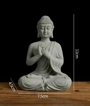 Boeddha Beeld Set – Zandsteen Look Zen Decoratie voor Meditatie en Spirituele Ruimte