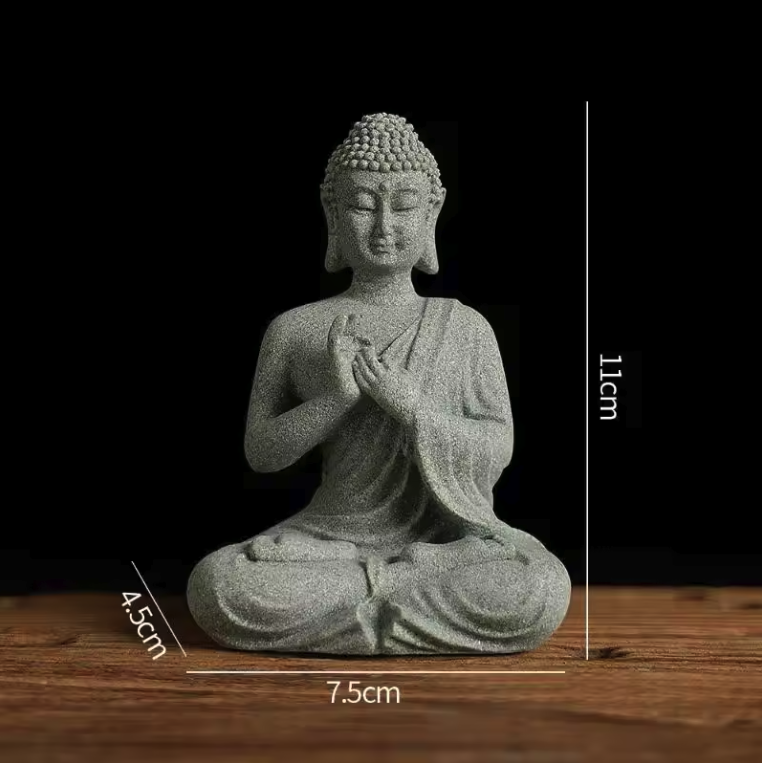 Boeddha Beeld Set – Zandsteen Look Zen Decoratie voor Meditatie en Spirituele Ruimte