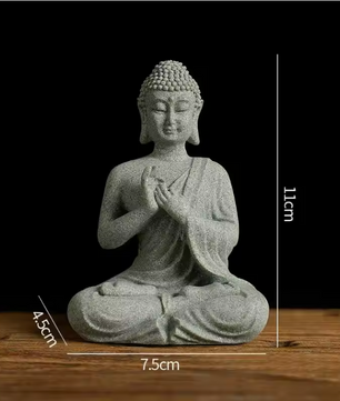 Boeddha Beeld Set – Zandsteen Look Zen Decoratie voor Meditatie en Spirituele Ruimte