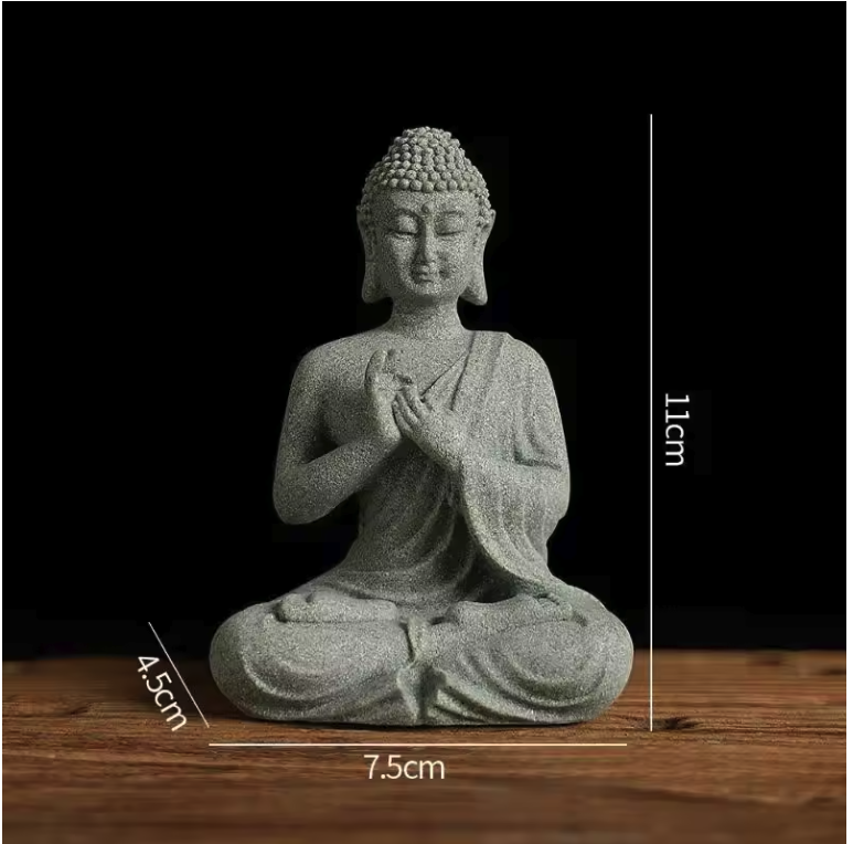 Boeddha Beeld Set – Zandsteen Look Zen Decoratie voor Meditatie en Spirituele Ruimte