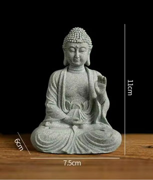 Boeddha Beeld Set – Zandsteen Look Zen Decoratie voor Meditatie en Spirituele Ruimte