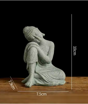 Boeddha Beeld Set – Zandsteen Look Zen Decoratie voor Meditatie en Spirituele Ruimte
