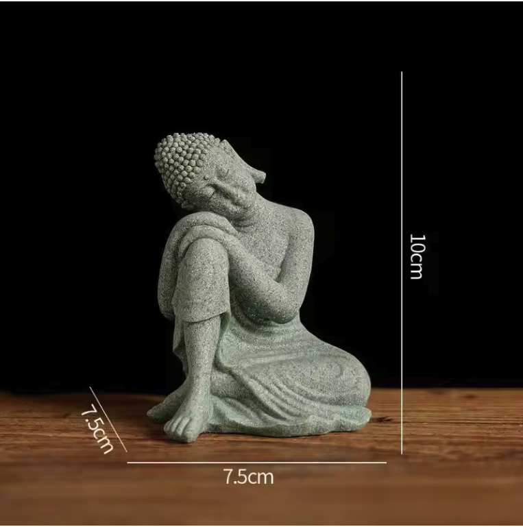 Boeddha Beeld Set – Zandsteen Look Zen Decoratie voor Meditatie en Spirituele Ruimte