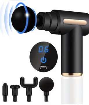 Massage Gun – Draagbare Percussie Massager met LED Display en 4 Opzetstukken