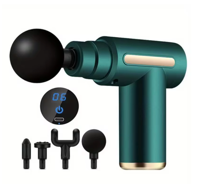 Massage Gun – Draagbare Percussie Massager met LED Display en 4 Opzetstukken